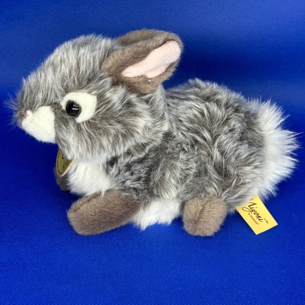 Aurora World Miyoni Tots Grey Bunny Rabbit Plush Realistic Stuffed Animal 8" Toy